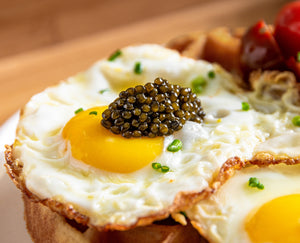 Deviled eggs with caviar